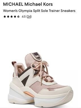 Michael Kors MK Logo Chunky Lace-Up Sneakers in Blush and White